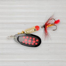 Блешня обертова ZEOX Reactive № 3, 6г, колір 010 Black-Red Dot